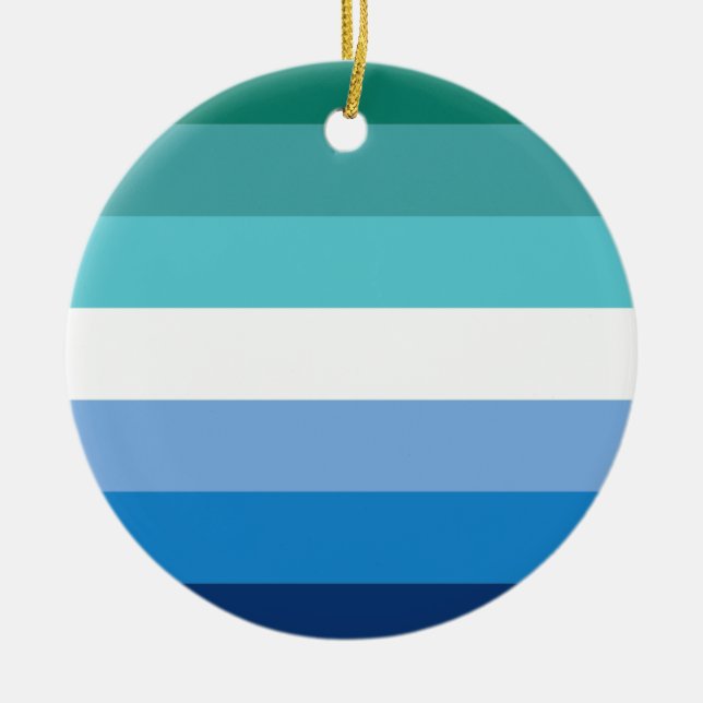 Gay Male Pride Flag Ceramic Tree Decoration (Front)