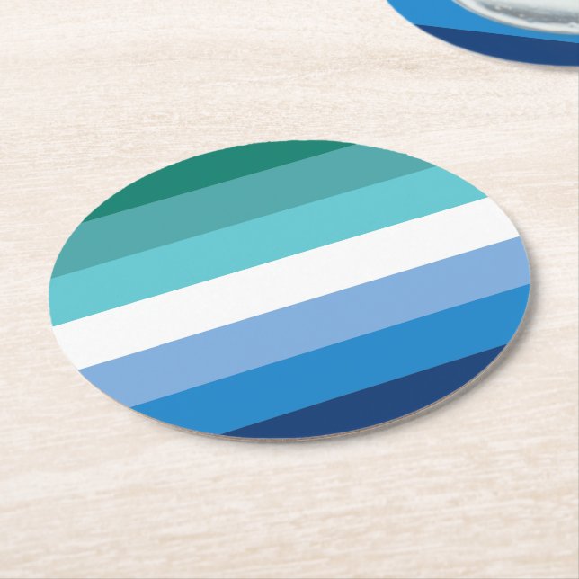 Gay Male Pride Flag Round Paper Coaster (Angled)
