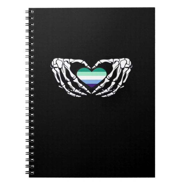 Gay Male Pride Skeleton Halloween Mlm Goth Heart C Notebook (Front)