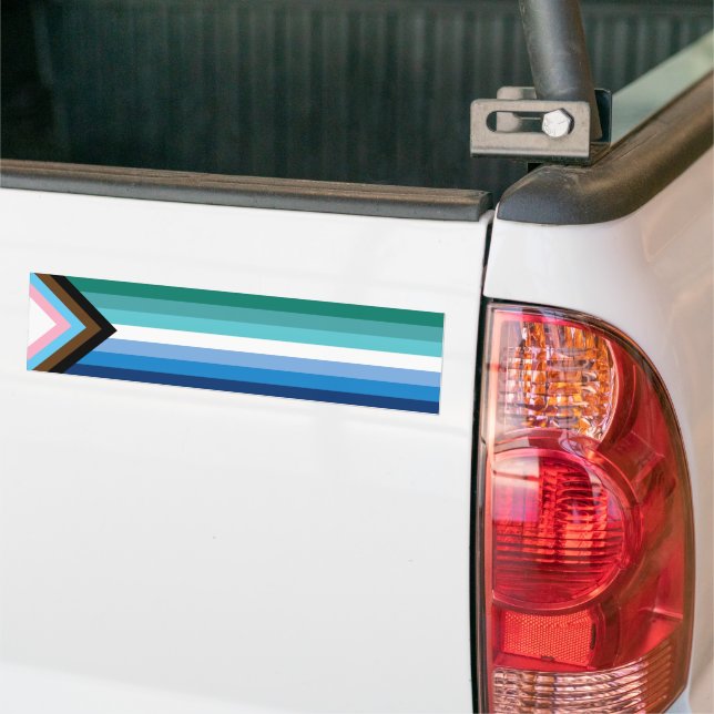 Gay Male Progress Pride House Flag Bumper Sticker (On Truck)