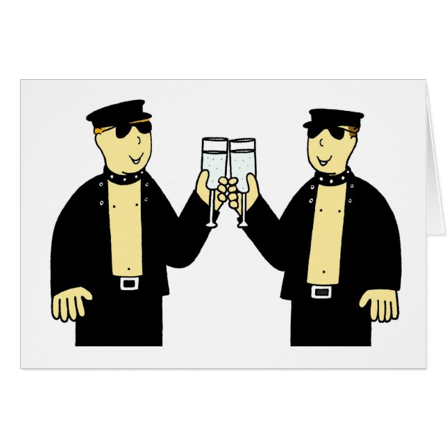 Gay Male Wedding Couple Congratulations, Cartoon. (Front Horizontal)