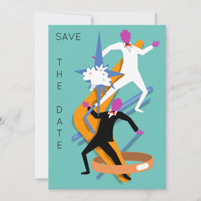 GAY MALE WEDDING SAVE THE DATE by Slipperywindow Invitation (Front)