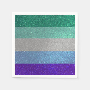 Gay Man Pride Flag Glitter Men's Party Napkin