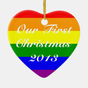 Gay Marriage First Christmas 2013 Ceramic Tree Decoration