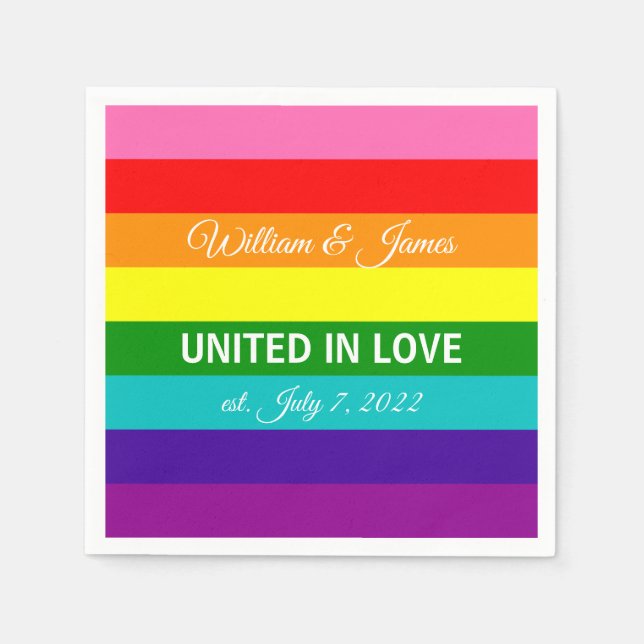 Gay Marriage LGBT Original Rainbow Flag Napkin (Front)