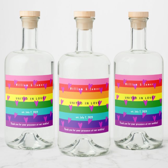 Gay Marriage LGBTQ Wedding Thank You Liquor Bottle Label (Bottles)