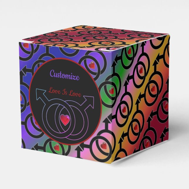 Gay Marriage Love Is Love Rainbow Cube Favour Box (Front Side)