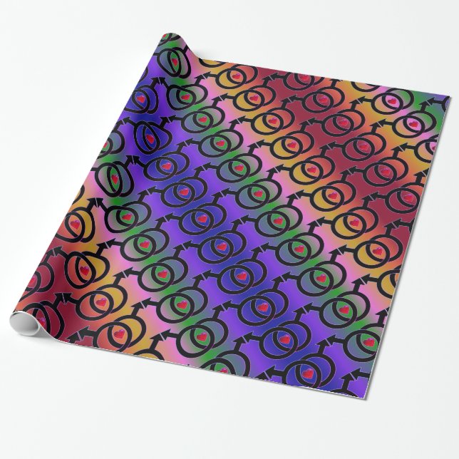 Gay Marriage Love Is Love Rainbow Wrapping Paper (Unrolled)