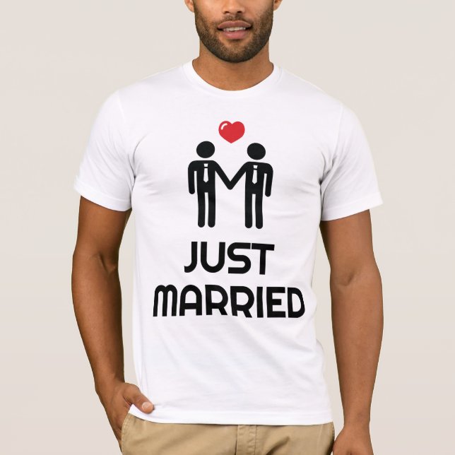 Gay Marriage Shirt Just Married For Men White (Front)