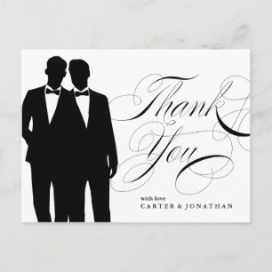 Gay Marriage Thank You Postcard Two Grooms