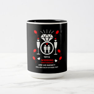 Gay Men 10th Wedding Anniversary Banner Two-Tone Coffee Mug