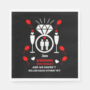 Gay Men 3rd Wedding Anniversary Napkin