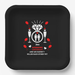 Gay Men 3rd Wedding Anniversary Paper Plate