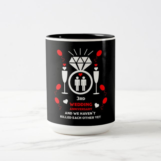 Gay Men 3rd Wedding Anniversary   Two-Tone Coffee Mug (Center)