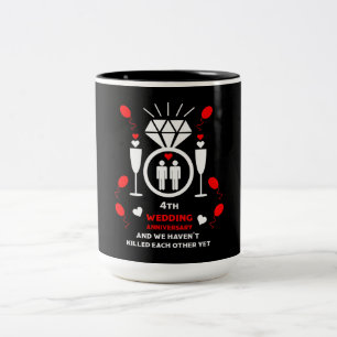 Gay Men 4th Wedding Anniversary   Two-Tone Coffee Mug