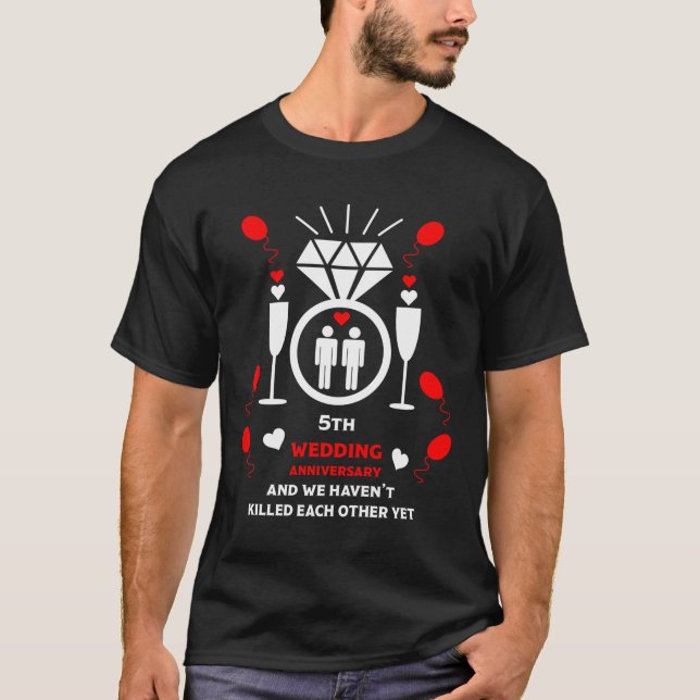 Gay Men 5th Wedding Anniversary   T-Shirt (Front)