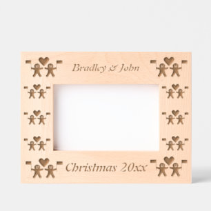 Gay Men Christmas Gingerbread Couple Custom Etched Frames