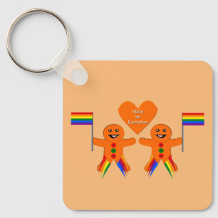 Gay Men Christmas Gingerbread Couple Custom Key Ring