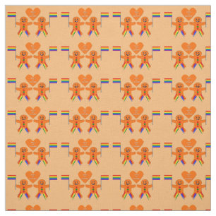 Gay Men Christmas Gingerbread Couple Fabric