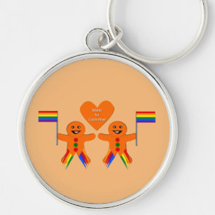 Gay Men Christmas Gingerbread Couple Key Ring