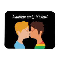 Gay Men Couple Kiss Custom LGBTQ Pride Monogram