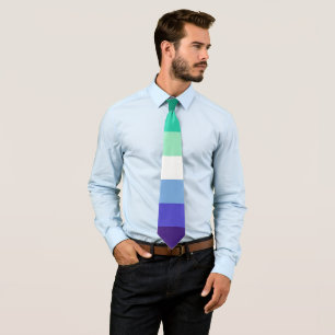 Gay Men Green Blue Purple White Striped LGBT Tie