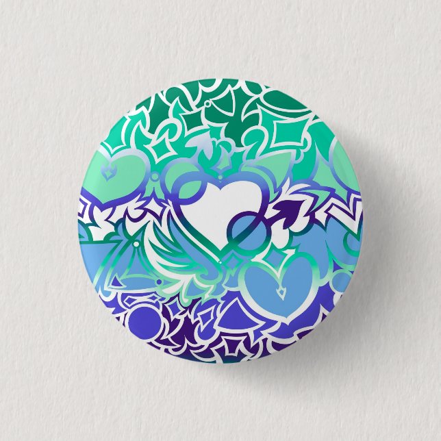 Gay Men MLM Pride Squiggle 3 Cm Round Badge (Front)
