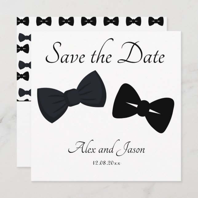 Gay men Modern  Black White Save the  Date Wedding (Front/Back)