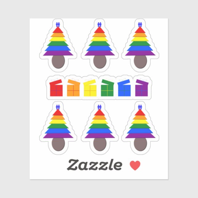 Gay Men Rainbow Christmas Tree and Presents (Sheet)