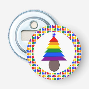 Gay Men Rainbow Christmas Tree and Presents Bottle Opener