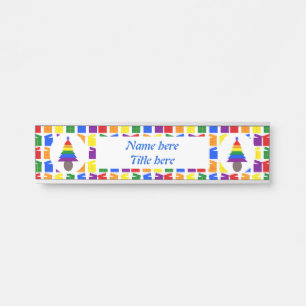 Gay Men Rainbow Christmas Tree and Presents Door Sign