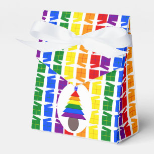 Gay Men Rainbow Christmas Tree and Presents Favour Box