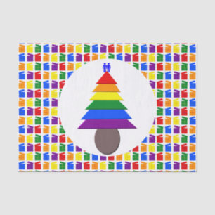 Gay Men Rainbow Christmas Tree and Presents Tissue Paper
