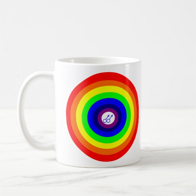 Gay Men Round Rainbow Coffee Mug (Left)
