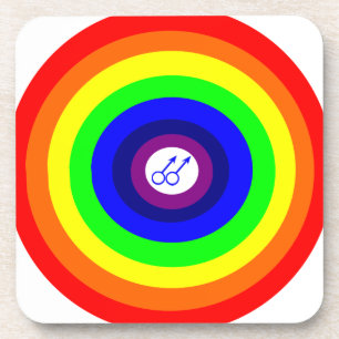 Gay Men Round Rainbow Cork Coaster