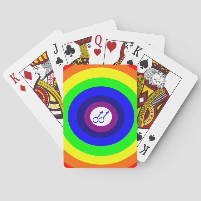 Gay Men Round Rainbow Playing Cards (Back)