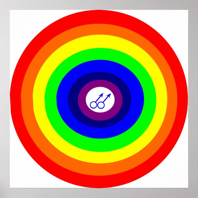 Gay Men Round Rainbow Poster (Front)