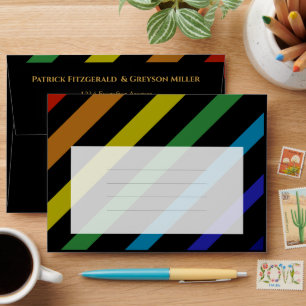 Gay Men Wedding Elegant Rainbow  Envelope