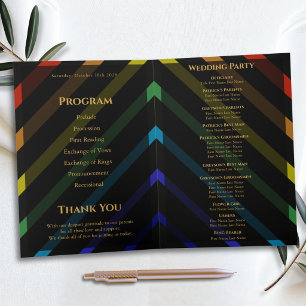 Gay Men Wedding Elegant Rainbow Folded Program Programme