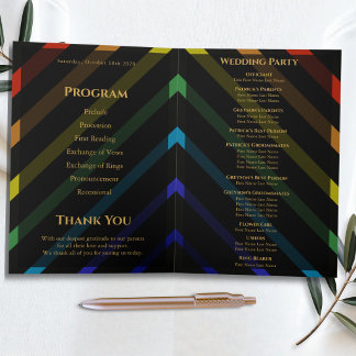 Gay Men Wedding Elegant Rainbow Folded Program Programme