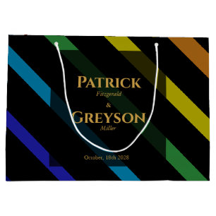 Gay Men Wedding Elegant Rainbow Large Gift Bag