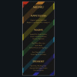 Gay Men Wedding Elegant Rainbow Menu<br><div class="desc">Celebrate your love with the Gay Men Wedding Elegant Rainbow collection — a complete suite of coordinating stationery and accessories designed for two grooms. Bold diagonal Progress Pride stripes on sophisticated black, with gold typography throughout. Every piece in this suite is fully customizable with your names, date, and wedding details....</div>