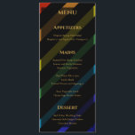 Gay Men Wedding Elegant Rainbow Menu<br><div class="desc">Celebrate your love with the Gay Men Wedding Elegant Rainbow collection — a complete suite of coordinating stationery and accessories designed for two grooms. Bold diagonal Progress Pride stripes on sophisticated black, with gold typography throughout. Every piece in this suite is fully customizable with your names, date, and wedding details....</div>