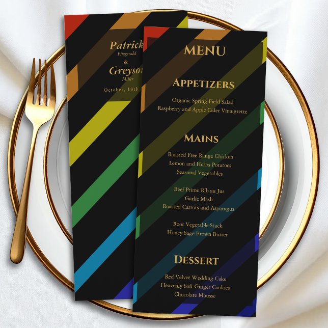 Gay Men Wedding Elegant Rainbow Menu (Creator Uploaded)