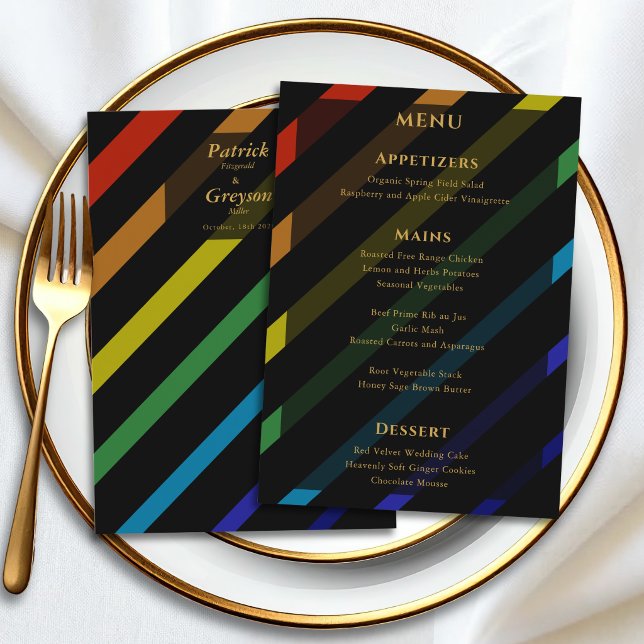 Gay Men Wedding Elegant Rainbow Menu (Creator Uploaded)