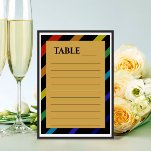 Gay Men Wedding Elegant Rainbow Name Table Number
