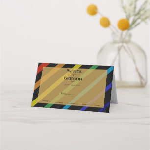 Gay Men Wedding Elegant Rainbow Place Card