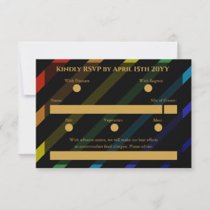 Gay Men Wedding Elegant Rainbow RSVP Card