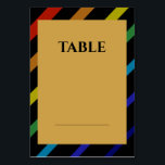 Gay Men Wedding Elegant Rainbow Table Number<br><div class="desc">Celebrate your love with the Gay Men Wedding Elegant Rainbow collection — a complete suite of coordinating stationery and accessories designed for two grooms. Bold diagonal Progress Pride stripes on sophisticated black, with gold typography throughout. Every piece in this suite is fully customizable with your names, date, and wedding details....</div>
