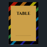 Gay Men Wedding Elegant Rainbow Table Number<br><div class="desc">Celebrate your love with the Gay Men Wedding Elegant Rainbow collection — a complete suite of coordinating stationery and accessories designed for two grooms. Bold diagonal Progress Pride stripes on sophisticated black, with gold typography throughout. Every piece in this suite is fully customizable with your names, date, and wedding details....</div>